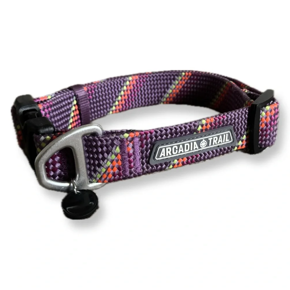 Arcadia Trail Reflective Purple Paracord Dog Collar - XL